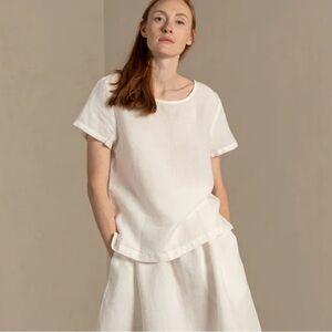 Menique NWT Emma Linen shirt sz L in pure white color